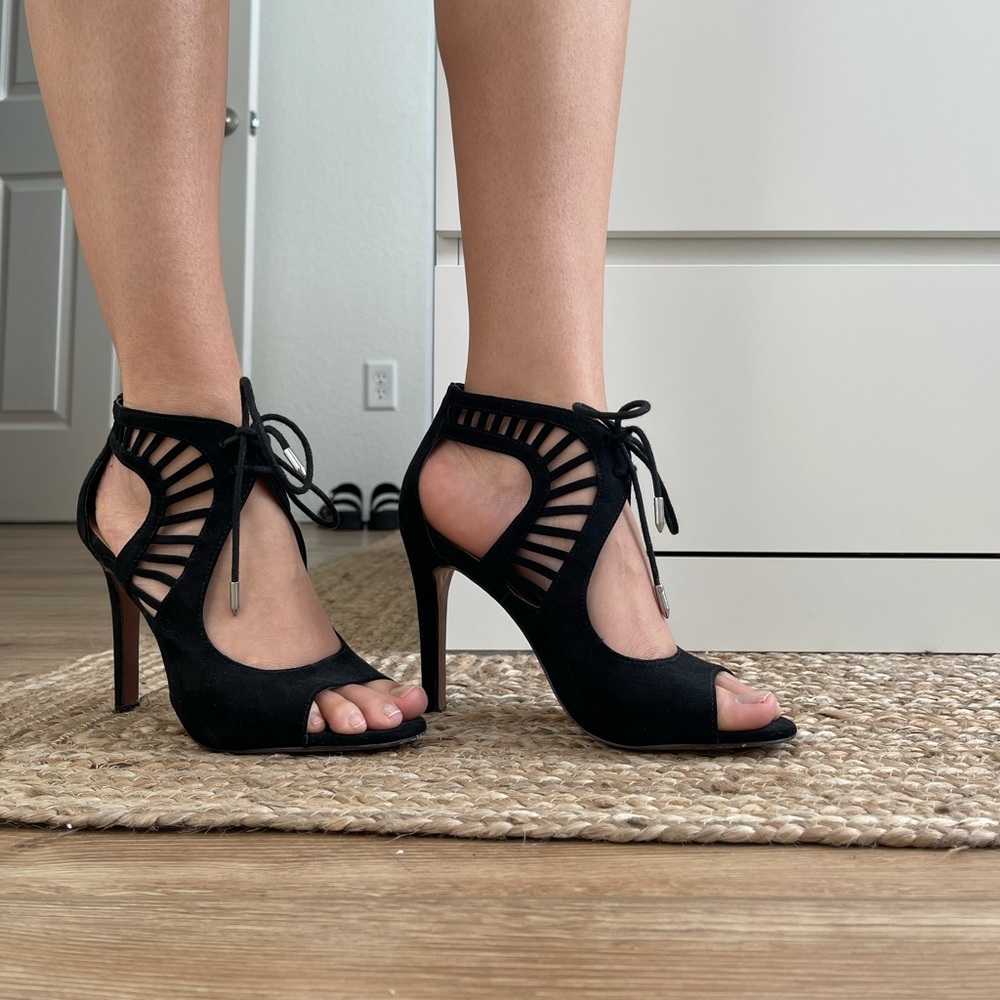 Black open toe heels